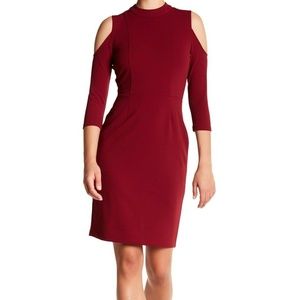 NWT Burgundy Cold Shoulder Sheath Dress Sz 8